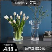 瑞典进口水晶玻璃透明花瓶欧式水晶花瓶摆件客厅插花花瓶奢华