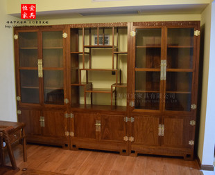 刺猬紫檀书房书柜博古架，实木家具现代红木，苏作新中式花梨木书架