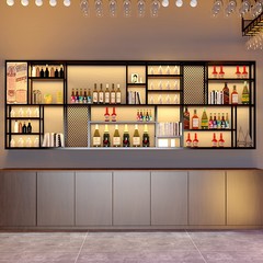 吧台酒柜壁挂式靠墙置物架铁艺工业风展示架创意酒吧餐厅红酒架子