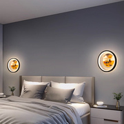 壁灯卧室2023年中式风客厅，背景墙装饰灯，创意轻奢壁画床头灯具