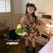 2023秋季女童连衣裙韩国童装，女童秋装洋气，刺绣背带裙