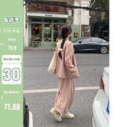 陆小团团韩系西装外套+半身裙套装女2024春季盐系轻熟两件套