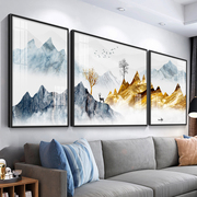 新中式客厅装饰画简约山水壁画，轻奢风景招财风水沙发背景墙画挂画