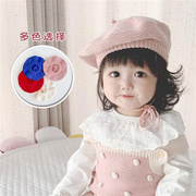 ins秋冬韩国婴幼儿，可爱针织帽男女宝宝，洋气百搭贝雷毛线帽子