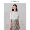VGRASS气质白色100桑蚕丝上衣夏季休闲短袖T恤女VSX1O21180