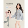 Amybaby女童上衣春季2025新款韩系字母刺绣甜美蝴蝶结棒球服外套