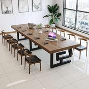 实木会议桌长桌简约现代办公洽谈阅览大板长条桌子大型工作台北欧