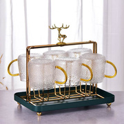 北欧创意杯子置物架茶杯架倒挂收纳架子家用玻璃水杯沥水架带托盘