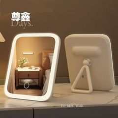 led化妆镜带灯台式女补光台镜ins宿舍家用桌面梳妆真实充电灯光