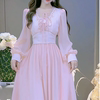 公主家6605秋装甜美系带，修身连衣裙超显瘦雪纺，连衣裙气质仙女裙
