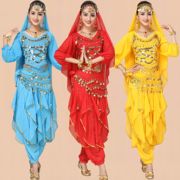 印度舞蹈服装成人女肚皮舞演出服套装长袖民族舞台表演出服97