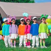 中小学生运动会开幕式糖果色班服儿童啦啦队套装幼儿园彩色演出服
