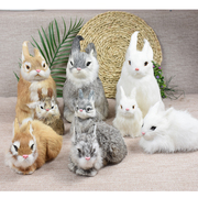 仿真兔子小白兔毛绒玩具兔公仔，桌面小动物饰品，摆件儿童认知玩具