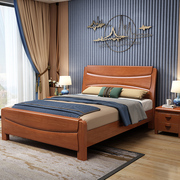中式实木床12米135米单人床，1米小户型童床15米双人床储物床