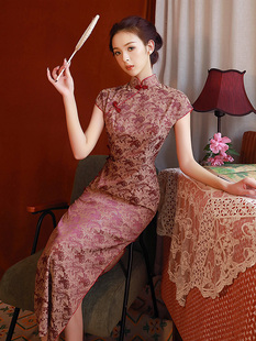 红色旗袍2023女夏季改良复古中国风年轻款高端气质连衣裙