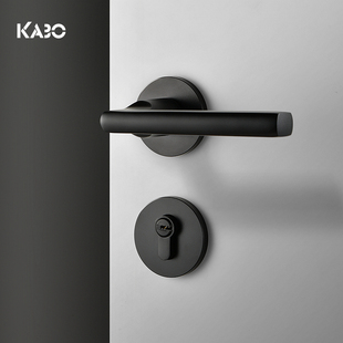 德国KABO简约门锁室内卧室黑色分体卫生间磁吸静音北欧实木房门锁