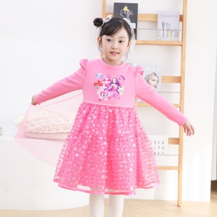韩国童装2023冬季M Y奇妙萌可公主甜美卡通蕾丝连衣裙洋装