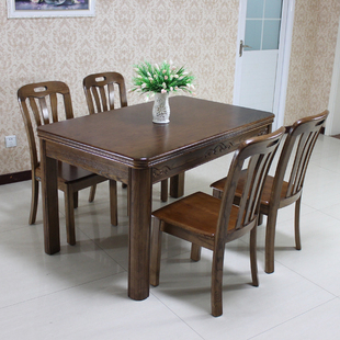 全水曲柳实木餐桌椅子组合 现代简约实木中式长方形一桌四 六餐椅