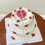 网红创意定制结婚订婚礼鲜花双层多层生日蛋糕，上海同城配送