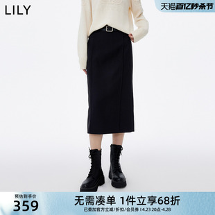 lily2024春夏气质职业通勤显瘦高腰铅笔裙时尚直筒半身裙女
