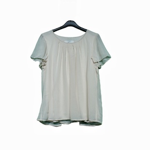 外贸夏季女装法式短袖上衣设计感小众气质宽松显瘦雪纺衬衫