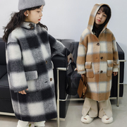 韩国童装2023儿童双面羊绒呢子外套中长款男女童中长大衣