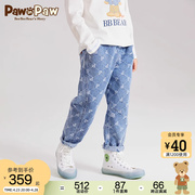 PawinPaw卡通小熊童装2024春季男童卡通满印牛仔长裤时尚潮酷