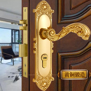 纯铜室音门锁 j欧式房门锁 静内实木全铜仿古卧室门锁单开门铜锁