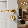 固特金色法式复古房门锁家用通用型磁吸静音室内卧室木门把手锁具