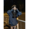 2023韩系慵懒感牛仔衬衫外套，女秋冬季富家，千金风半身短裙套装