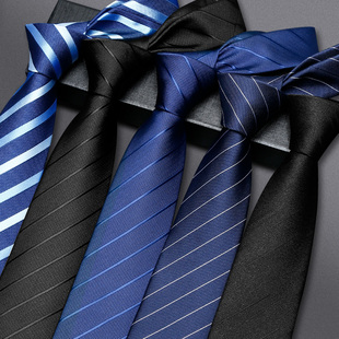 蓝色领带男正装拉链式黑色免打结商务结婚新郎西装手打一拉得潮流