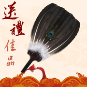 复古黑孔雀翅膀羽毛扇子，端午送礼外人，国人中国传统工艺品扇鹅毛扇