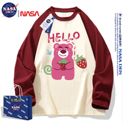 NASA联名美式纯棉插肩袖T恤女百搭hiphop潮牌休闲宽松高街情侣衫