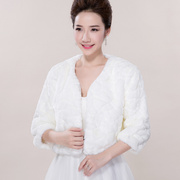婚纱披肩冬季2019新娘结婚礼服外套保暖韩版七分袖白色短