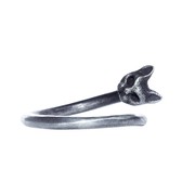 白木黑冰原创设计猫头钉戒指个性简约s925银戒指女猫咪开口尾戒
