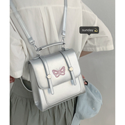 小众银色蝴蝶双肩包包，女式2024潮时尚，学生背包百搭手提旅行包