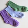 微瑕 女士细双针 四季纯色亮色 短筒袜 绿色紫色糖果色 棉质袜子