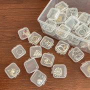 透明小盒子迷你有带盖正方形耳塞首饰品耳环收纳耳钉盒零件盒塑料