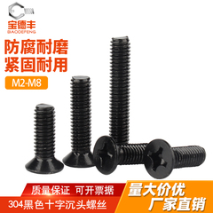 黑色304不锈钢十字沉头螺丝钉平头螺栓机丝小螺钉M2M3M4M5M6M8