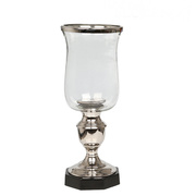 现代欧式轻奢铝镀镍银色玻璃花瓶摆件餐桌烛台玄关高级感金属饰品