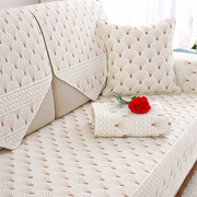 夏季纯棉双面沙发垫四季通用防滑布艺坐垫简约北欧靠背巾纯色