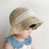 女童防晒帽子夏季洋气，手工编织婴儿太阳草帽女宝宝出游大檐遮阳帽