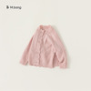 babycity2024春季女童针织衫粉色毛衣韩版儿童开衫暗花纹薄外套潮
