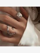 925纯银食指戒指女ins风珍珠冷淡风时尚高级设计感轻奢百搭指环