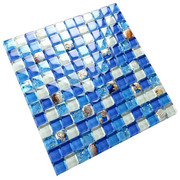 地中海水晶玻璃蓝色贝壳马赛克背景墙，卫生间浴室水池游泳池瓷砖贴