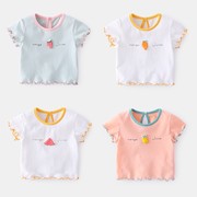 宝宝短袖t恤夏季新生儿上衣洋气，女童体恤半袖，薄款1岁婴儿夏装衣服
