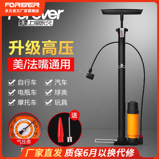 自行车电动打气筒高压家用电瓶篮球通用打汽简带气压表气嘴充气头