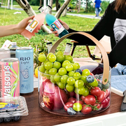 野餐篮春游户外透明水果冰桶野炊购物用品，工具网红买菜篮子手提