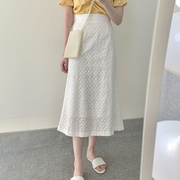 白色蕾丝半身裙夏季气质超仙高腰包臀a字裙显瘦中长款一步裙