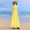 2024夏季黄色雪纺仙女连衣裙，薄款显瘦长款大摆裙子沙滩长裙女
